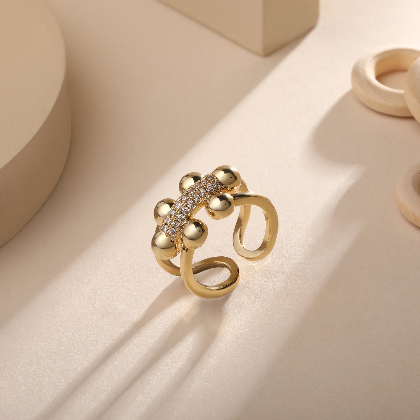 Enchanting 18kt Gold Plated Adjustable Zircon Finger Ring