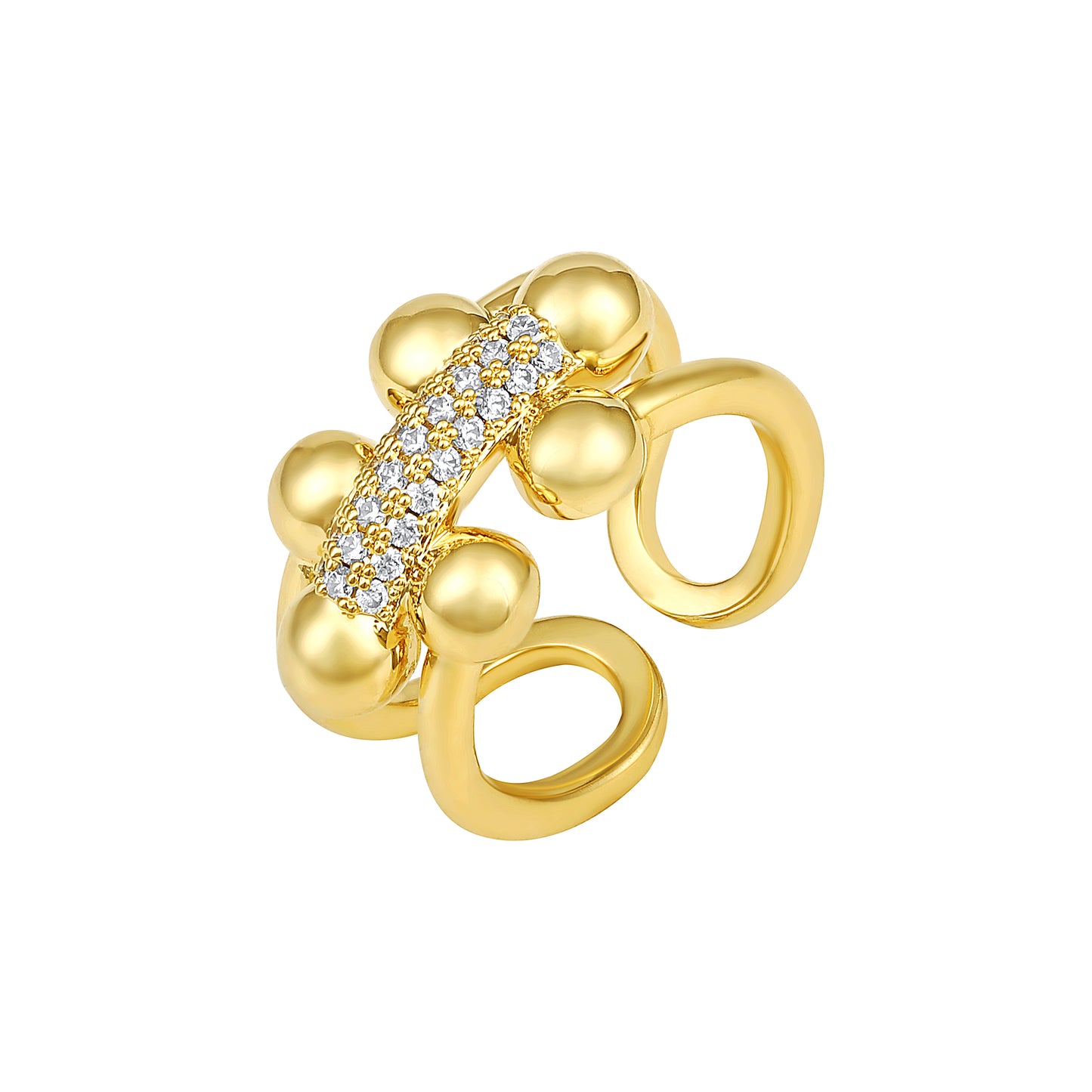 Enchanting 18kt Gold Plated Adjustable Zircon Finger Ring