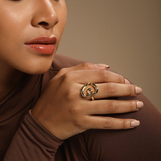 Heart Cuff 18kt Gold Plated Adjustable Finger Ring