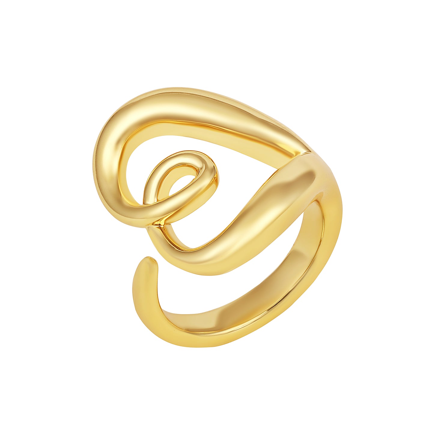 Heart Cuff 18kt Gold Plated Adjustable Finger Ring