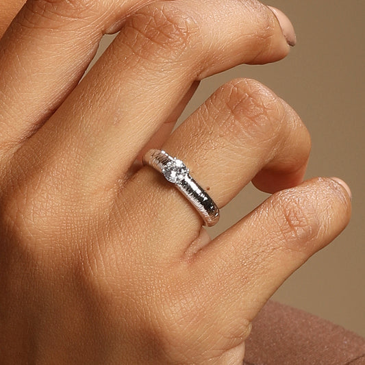 Snowflake Cuff Silver Plated Adjustable Zircon Finger Ring