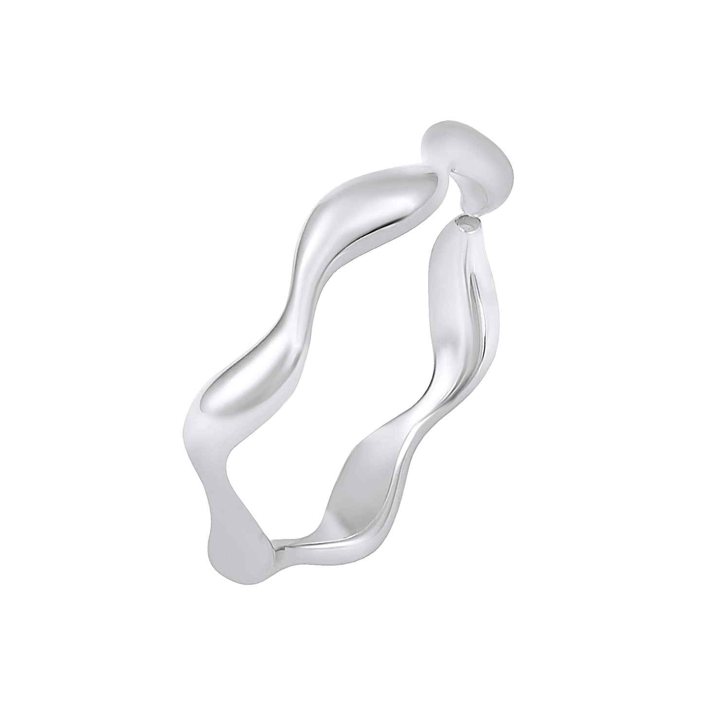 Zigzag Wavy Silver Plated Adjustable Finger Ring
