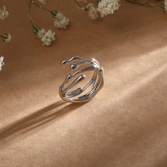 Liquid Stackable Silver Plated Adjustable Chunky Finger Ring