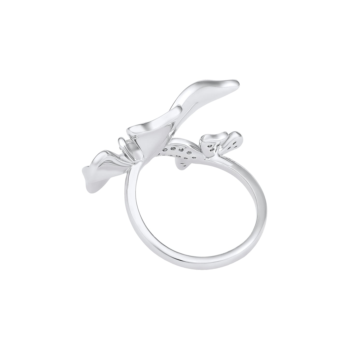 Lotus White Flower Silver Plated Adjustable Finger Ring