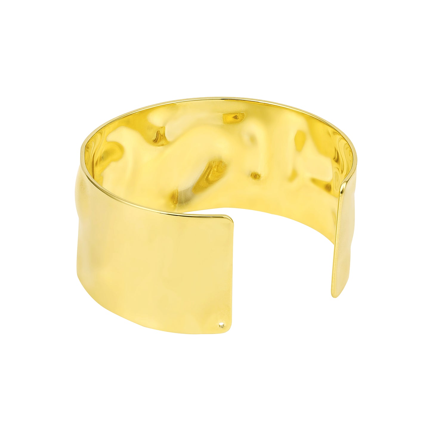 Open Wide Flat Wire 18KT Gold Plated Adjustable Cuff Bracelet