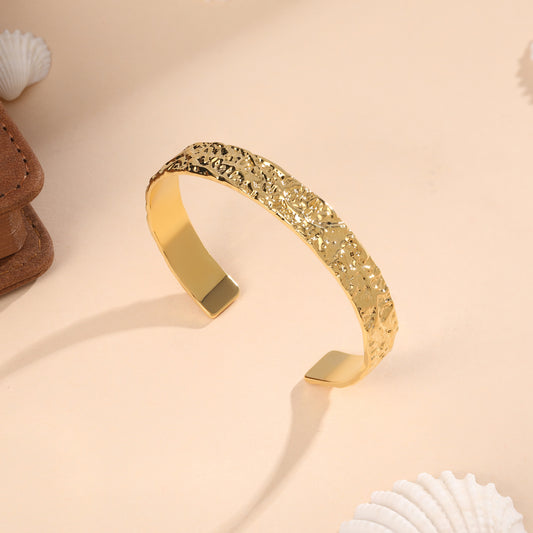 Hammered Classic 18KT Gold Plated Adjustable Cuff Bracelet