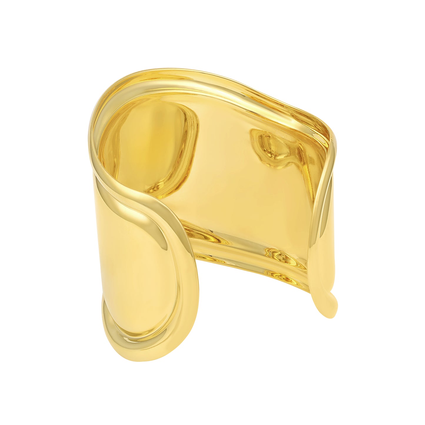 Wide Curved 18KT Gold Plated Adjustable Cuff Bracelet