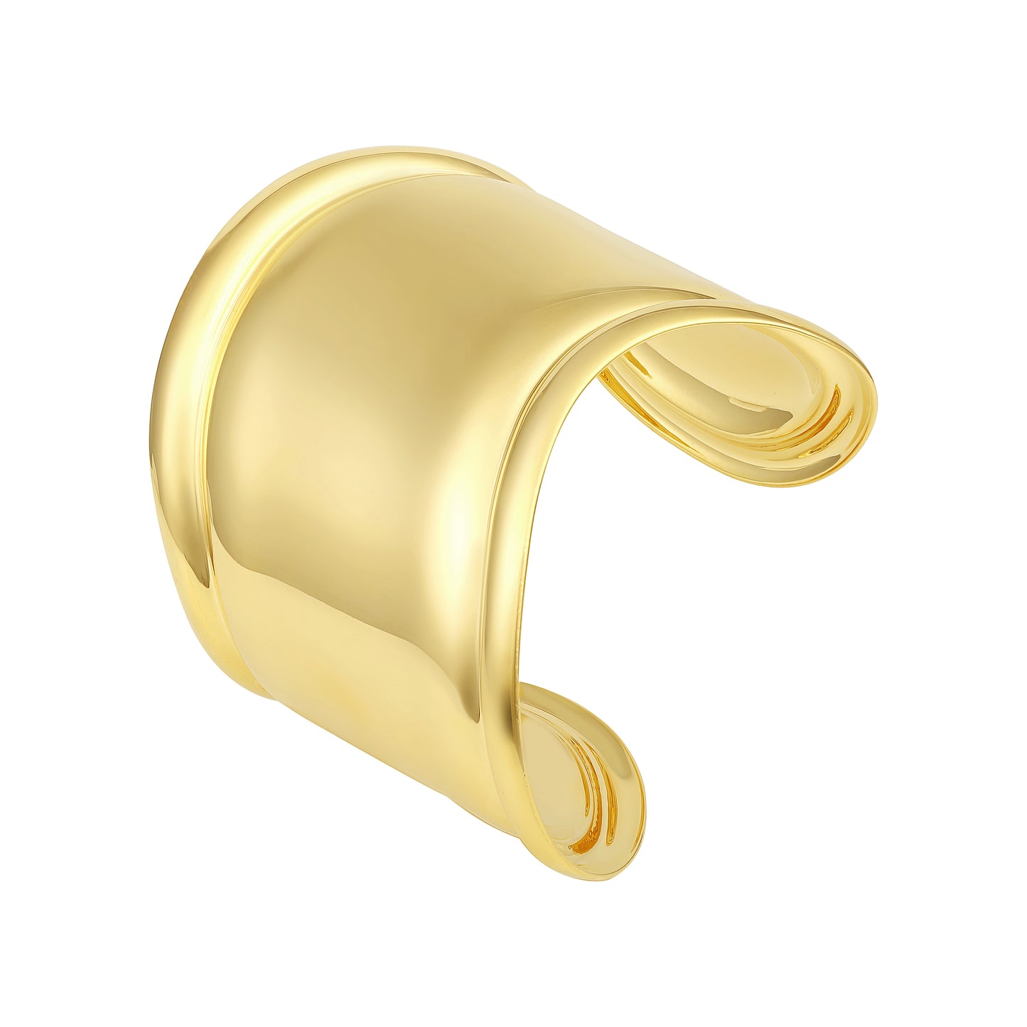 Wide Curved 18KT Gold Plated Adjustable Cuff Bracelet