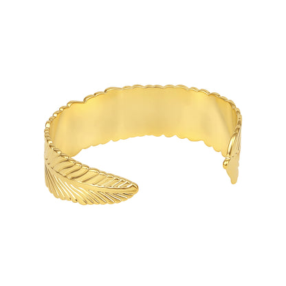 Elegant Leaf 18KT Gold Plated Adjustable Cuff Bracelet