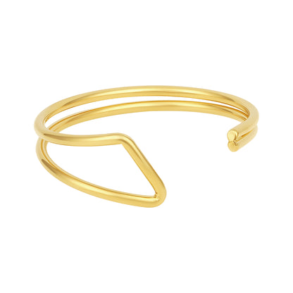 Trendy Double Cambered 18KT Gold Plated Adjustable Cuff Bracelet