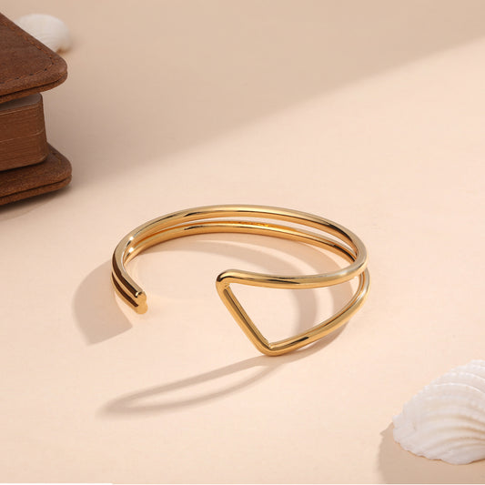 Trendy Double Cambered 18KT Gold Plated Adjustable Cuff Bracelet