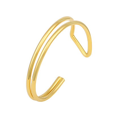 Trendy Double Cambered 18KT Gold Plated Adjustable Cuff Bracelet