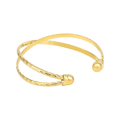 New Design Twist Cable 18KT Gold Plated Adjustable Cuff Bracelet