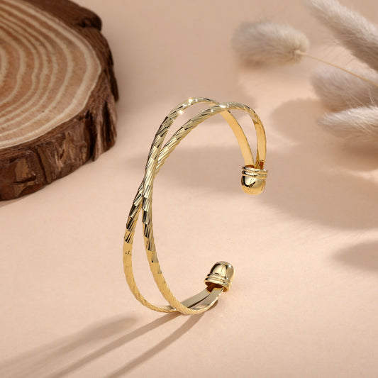 New Design Twist Cable 18KT Gold Plated Adjustable Cuff Bracelet