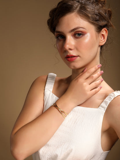 New Design Twist Cable 18KT Gold Plated Adjustable Cuff Bracelet