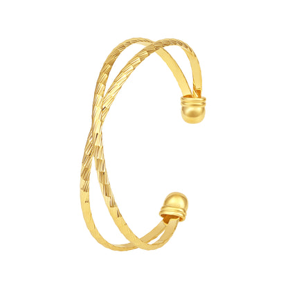 New Design Twist Cable 18KT Gold Plated Adjustable Cuff Bracelet