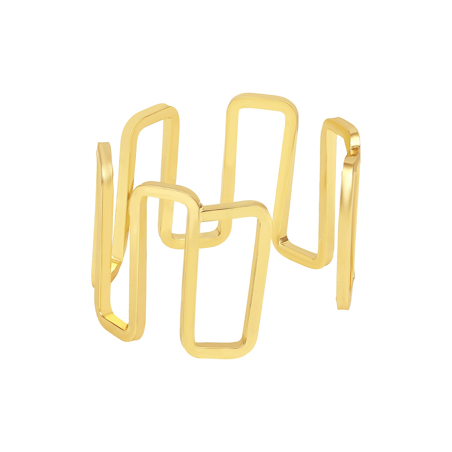 Wavy Curved 18KT Gold Plated Adjustable Cuff Bracelet