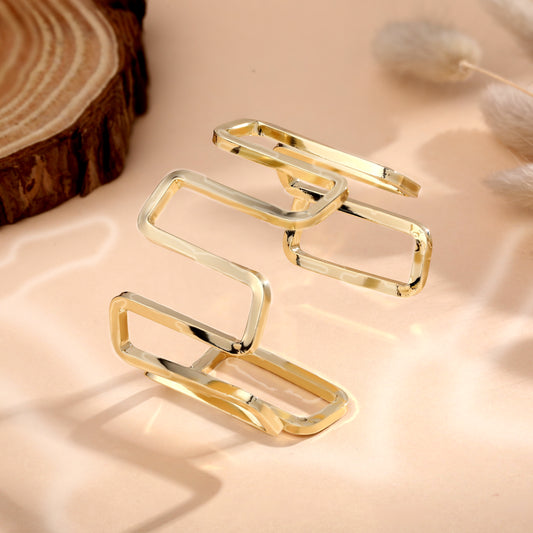 Wavy Curved 18KT Gold Plated Adjustable Cuff Bracelet