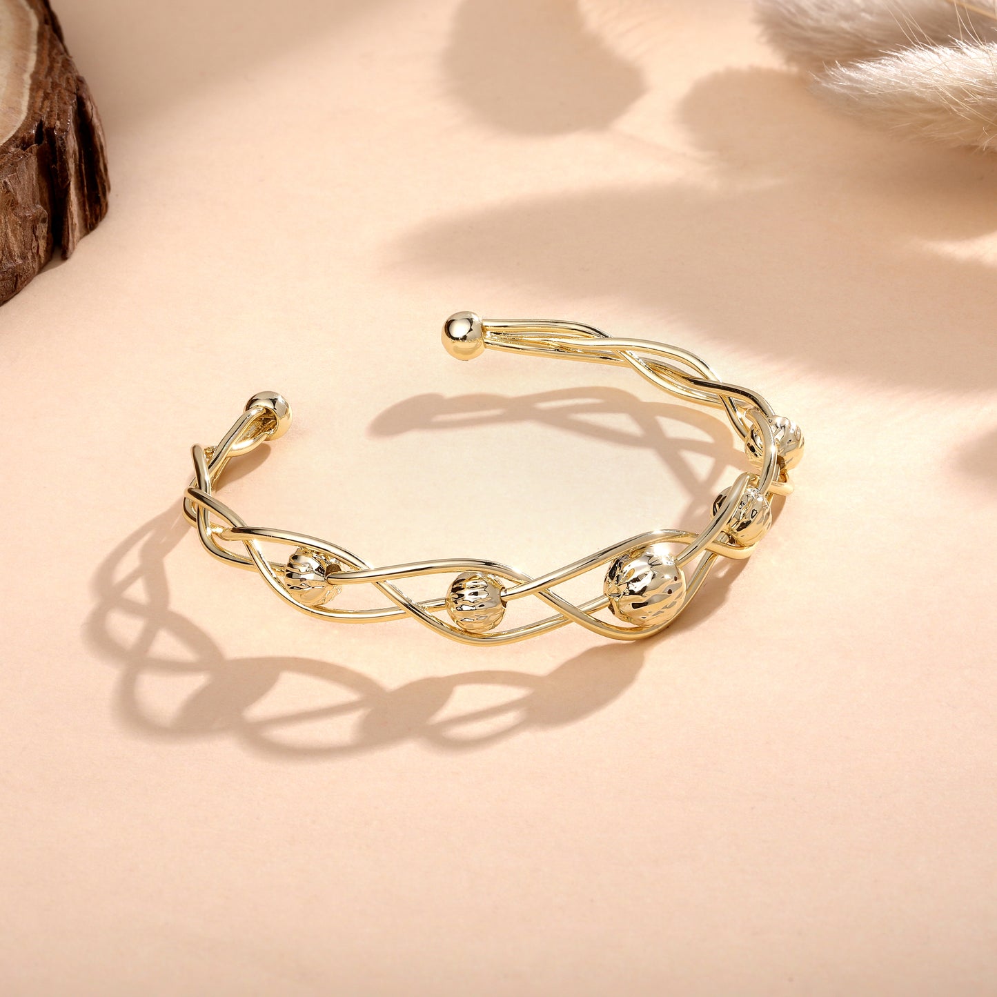 Detailed And Crafted 18KT Gold Plated Adjustable Cuff Bracelet