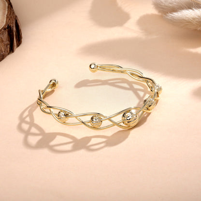 Detailed And Crafted 18KT Gold Plated Adjustable Cuff Bracelet