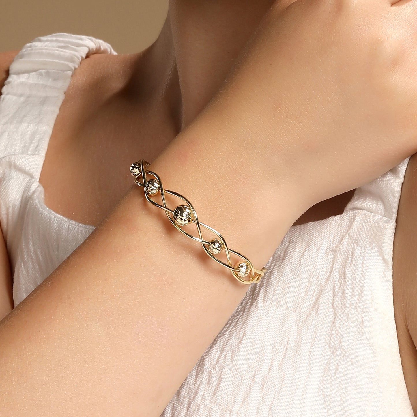 Detailed And Crafted 18KT Gold Plated Adjustable Cuff Bracelet