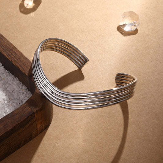 Exotic Silver Plated Adjustable Cuff Bracelet