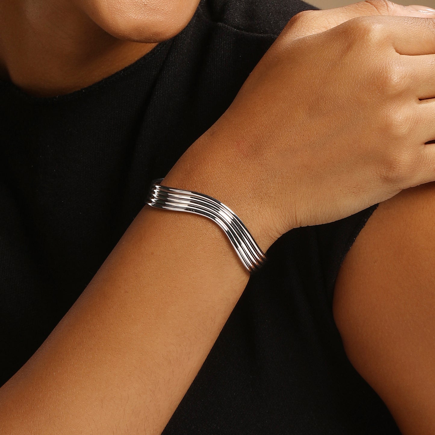 Exotic Silver Plated Adjustable Cuff Bracelet