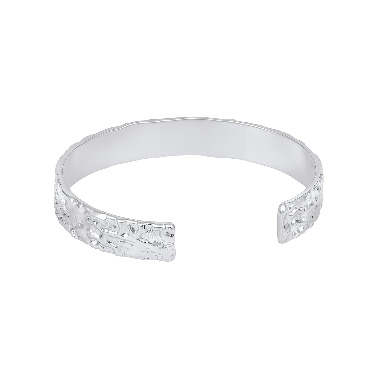 Open Hammered Silver Plated Adjustable Cuff Bracelet