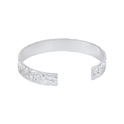 Open Hammered Silver Plated Adjustable Cuff Bracelet