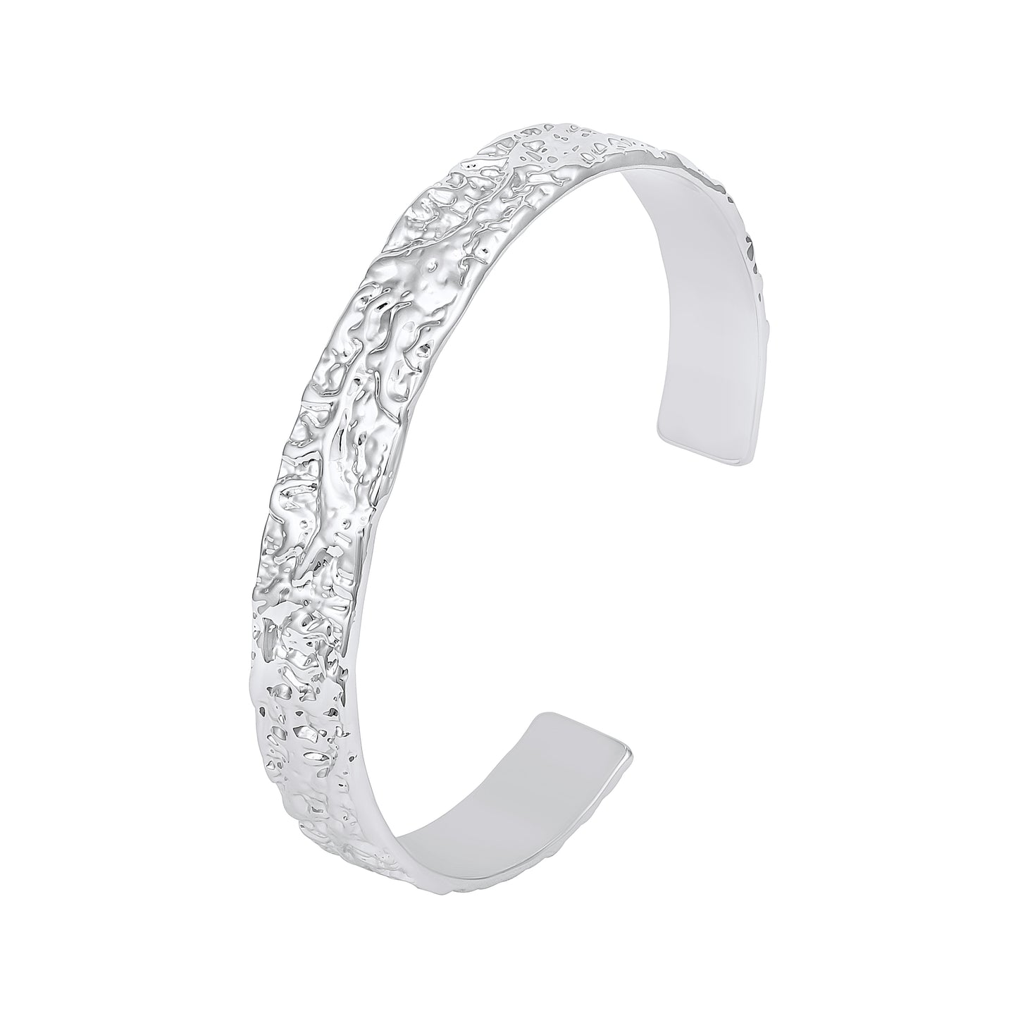 Open Hammered Silver Plated Adjustable Cuff Bracelet