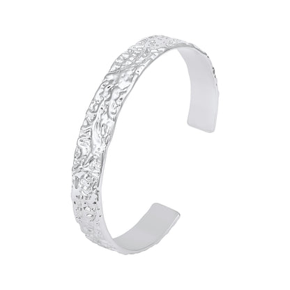 Open Hammered Silver Plated Adjustable Cuff Bracelet