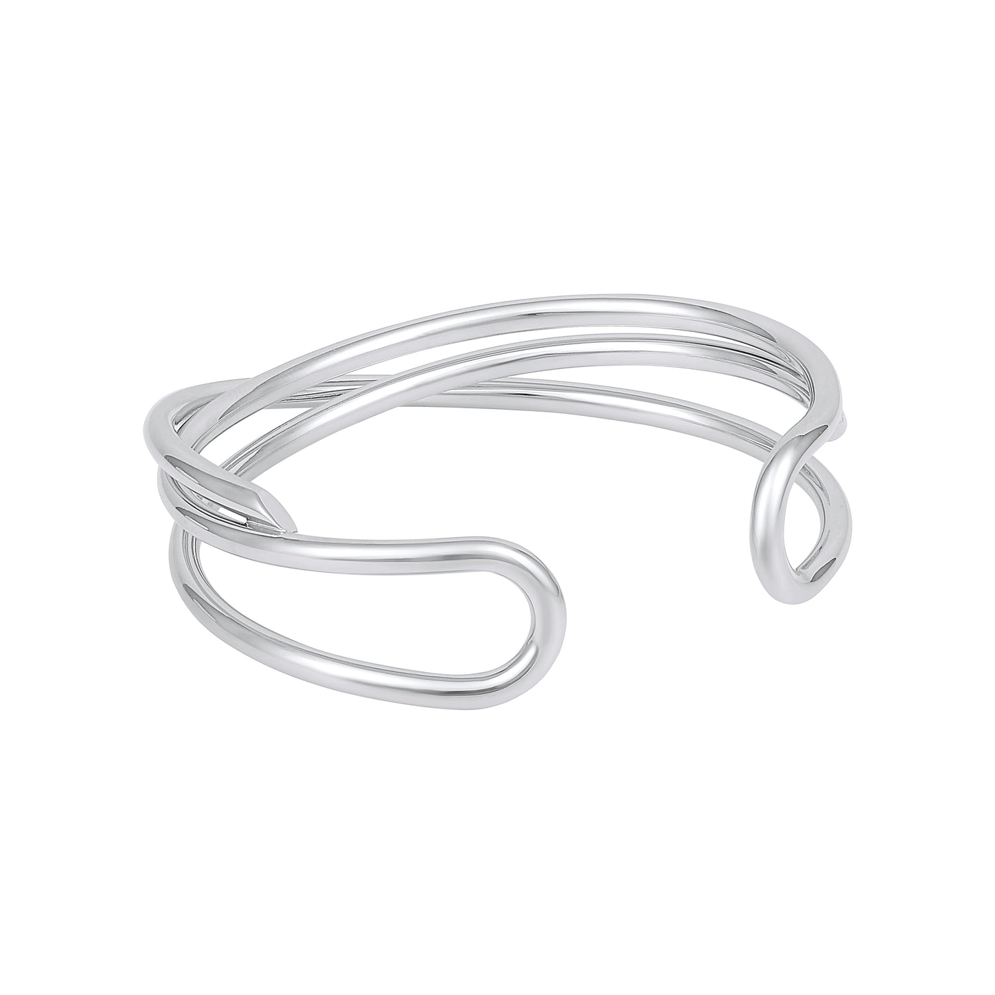 Double Cambered Silver Plated Adjustable Cuff Bracelet