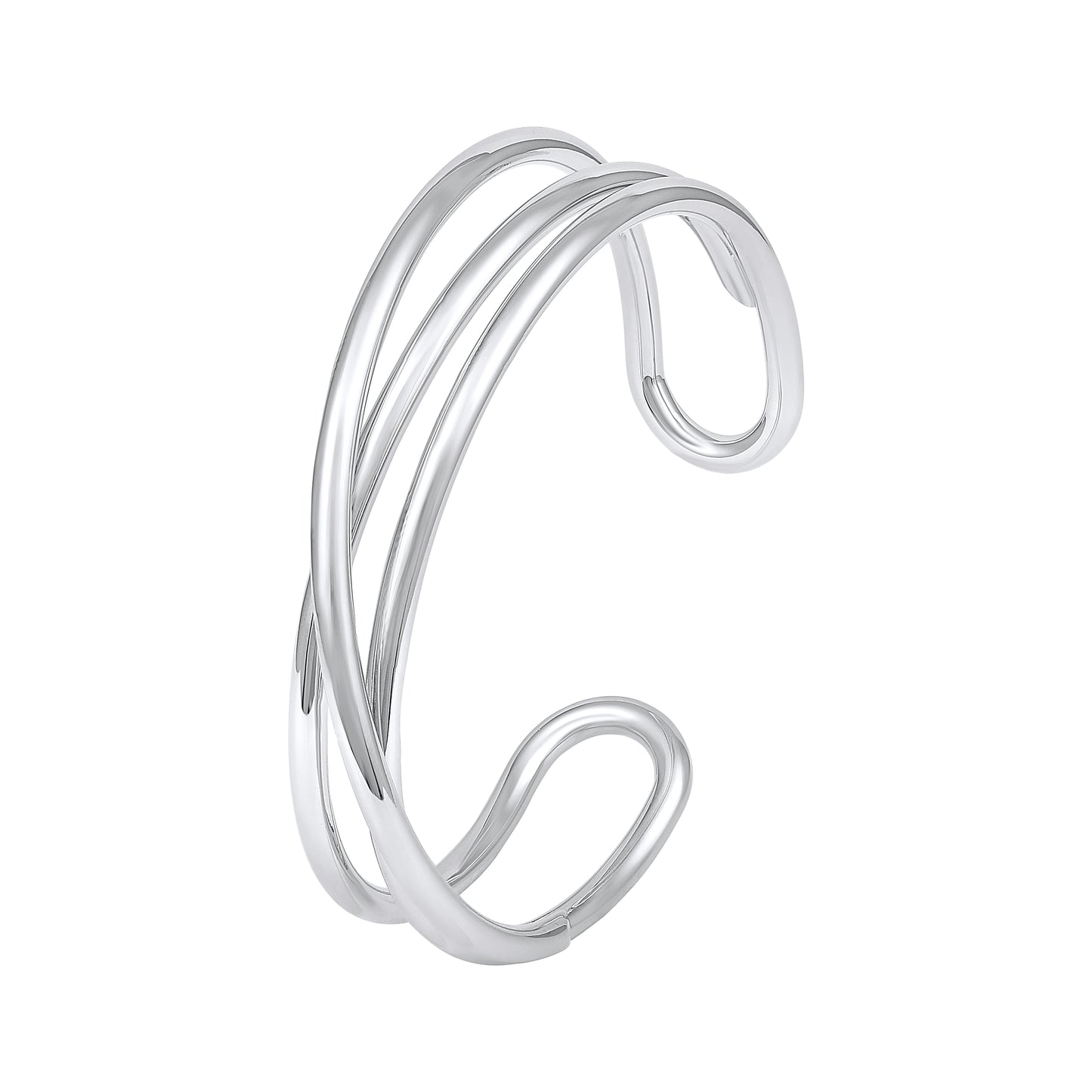 Double Cambered Silver Plated Adjustable Cuff Bracelet