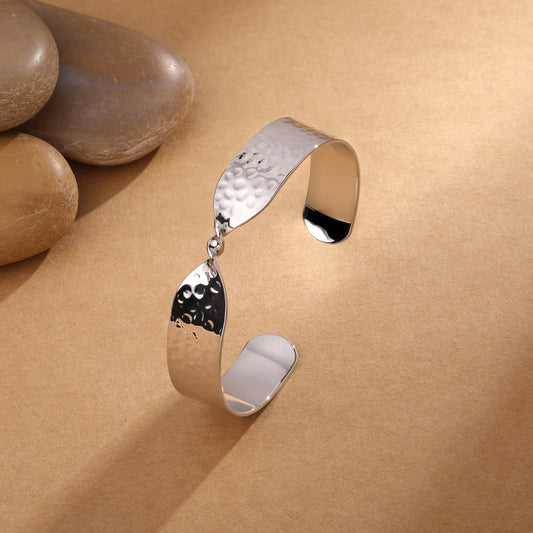 Twisted Open Silver Plated Adjustable Cuff Bracelet
