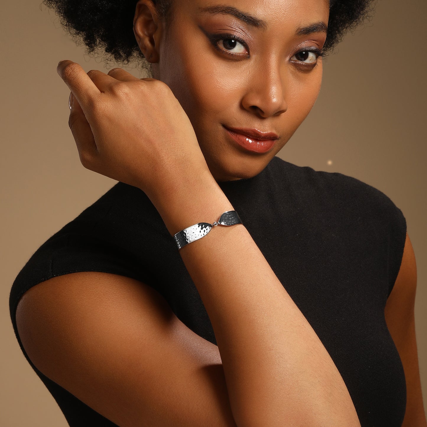 Twisted Open Silver Plated Adjustable Cuff Bracelet