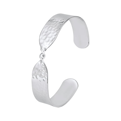 Twisted Open Silver Plated Adjustable Cuff Bracelet