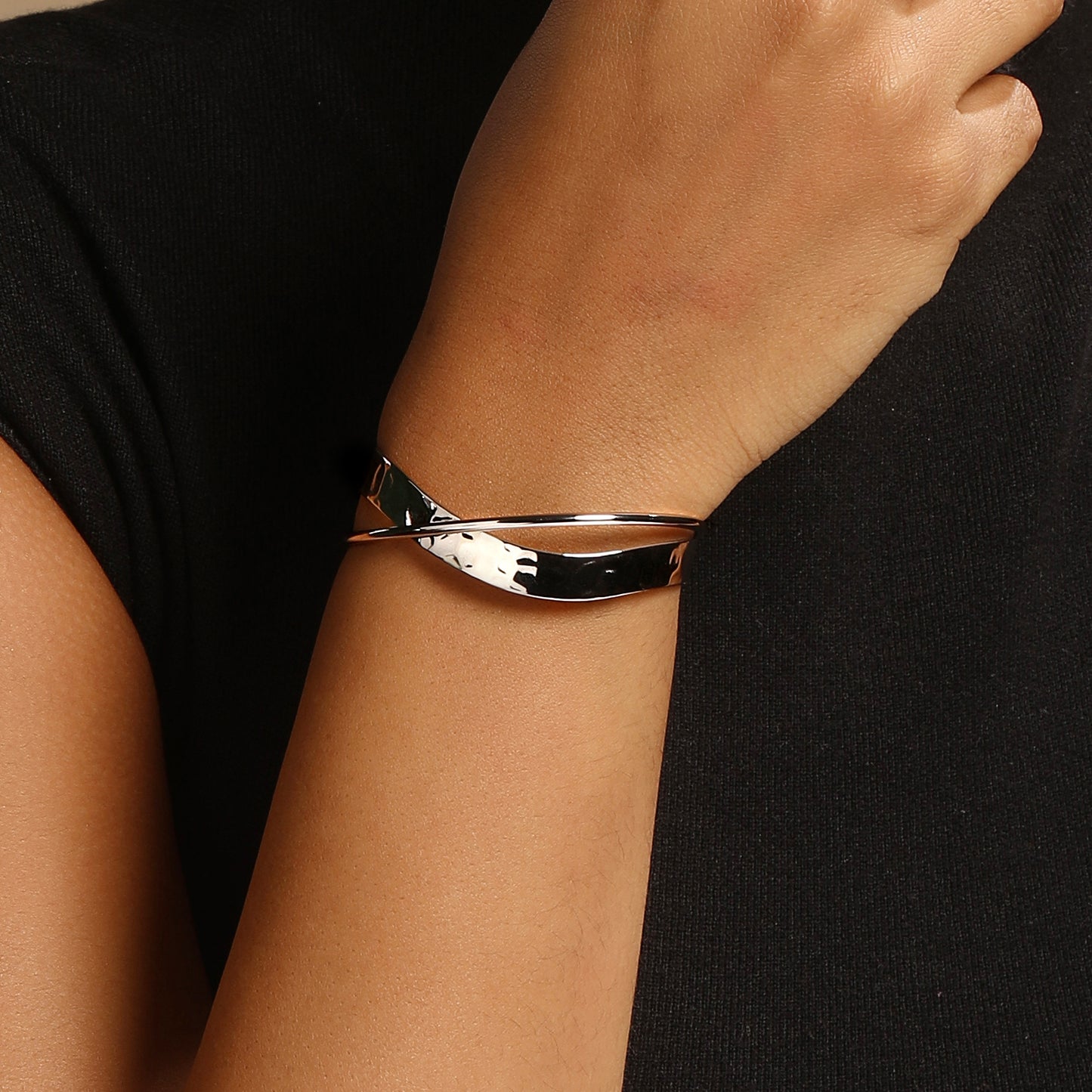 Bold Wrap Silver Plated Adjustable Cuff Bracelet