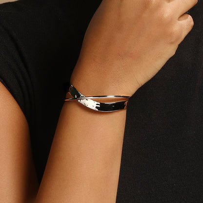 Bold Wrap Silver Plated Adjustable Cuff Bracelet