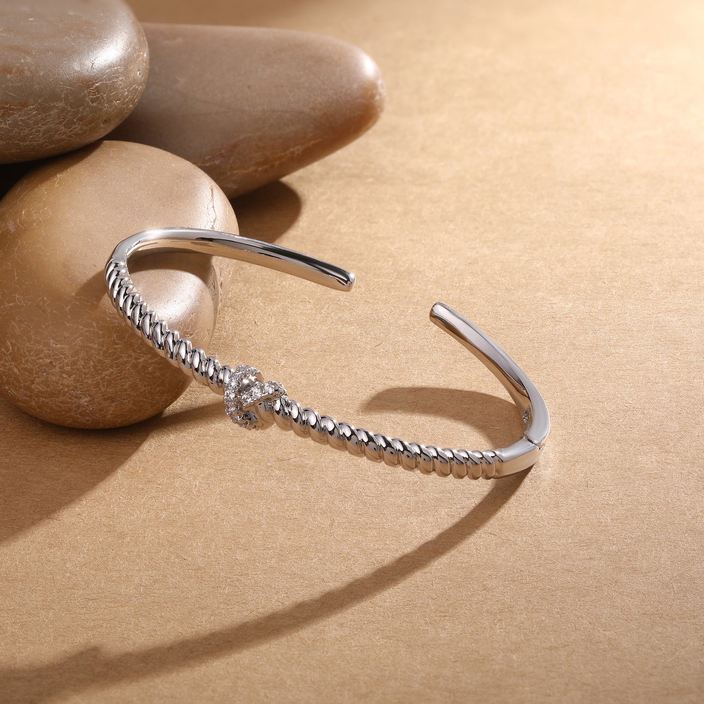 Twisted Band Silver Plated Adjustable Cuff Bracelet