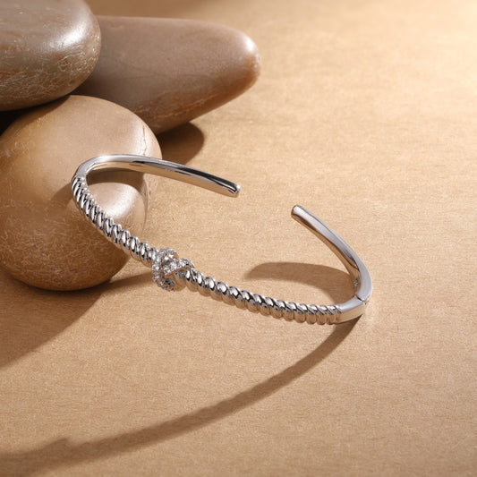 Twisted Band Silver Plated Adjustable Cuff Bracelet