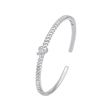 Twisted Band Silver Plated Adjustable Cuff Bracelet