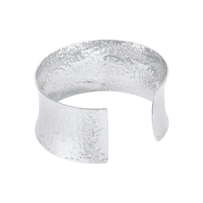 Open Wide Flat Wire Silver Plated Adjustable Cuff Bracelet