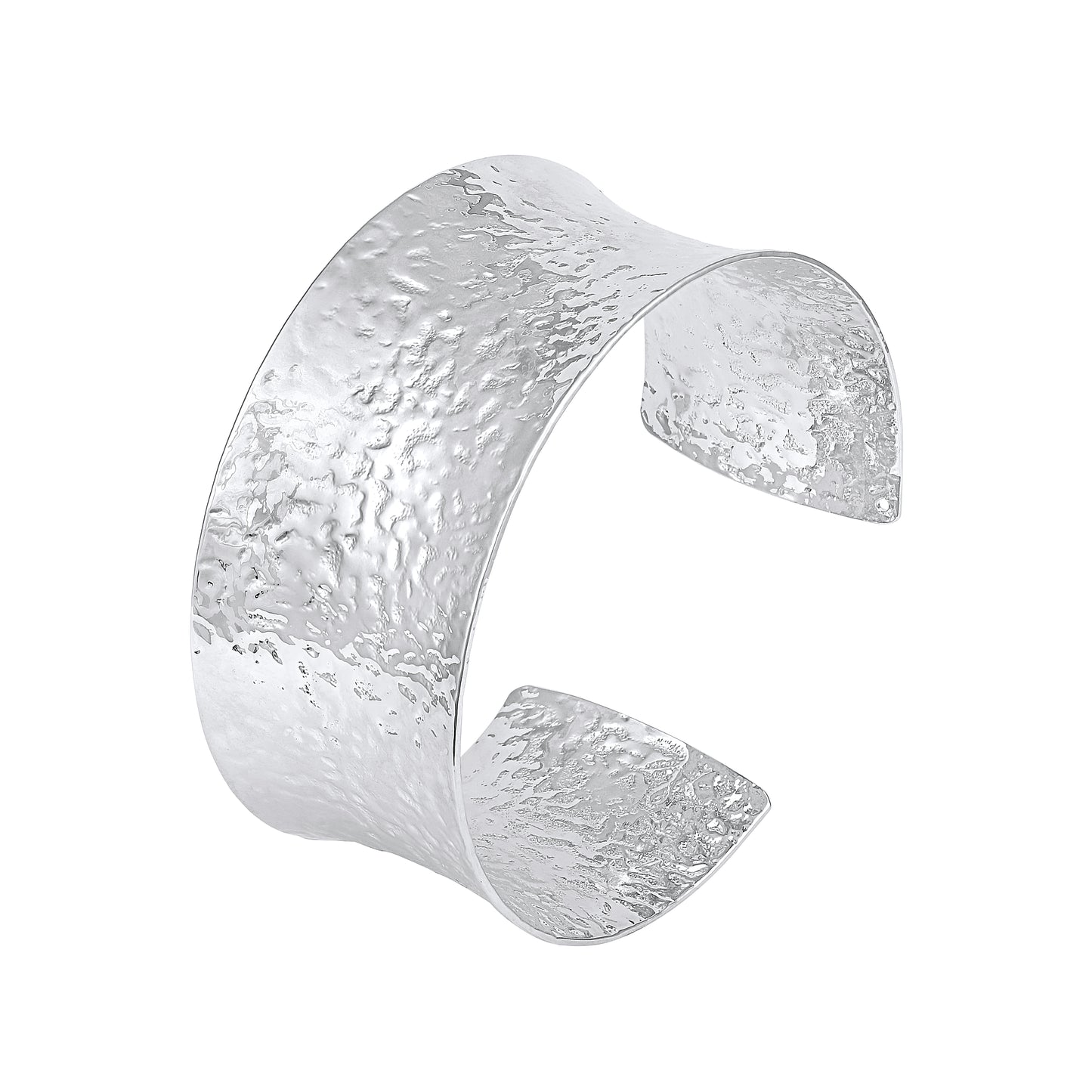 Open Wide Flat Wire Silver Plated Adjustable Cuff Bracelet