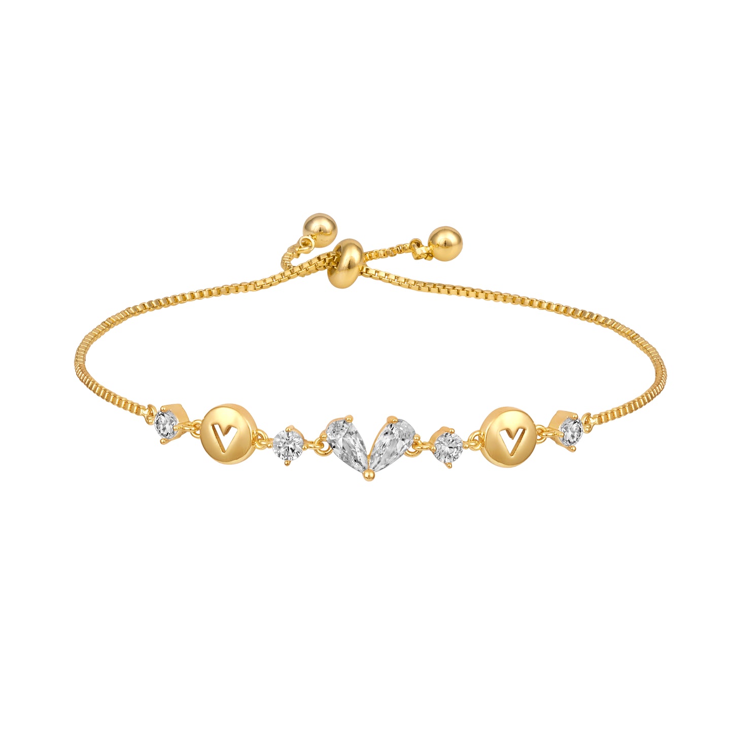 Heart Shape 18KT Gold Plated Adjustable Bracelet