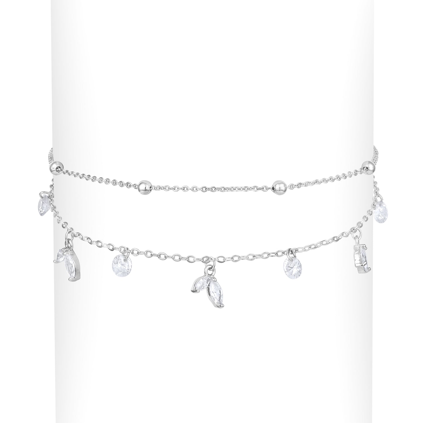 Sparkling Tear Silver Plated Adjustable Bracelet