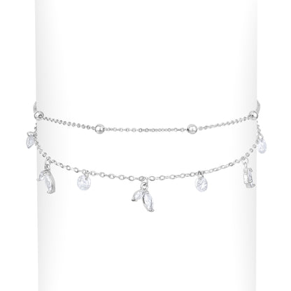 Sparkling Tear Silver Plated Adjustable Bracelet