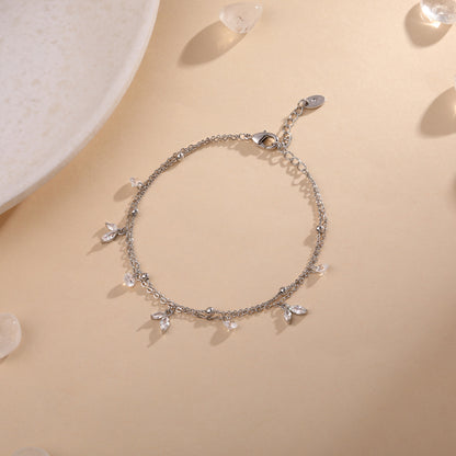 Sparkling Tear Silver Plated Adjustable Bracelet