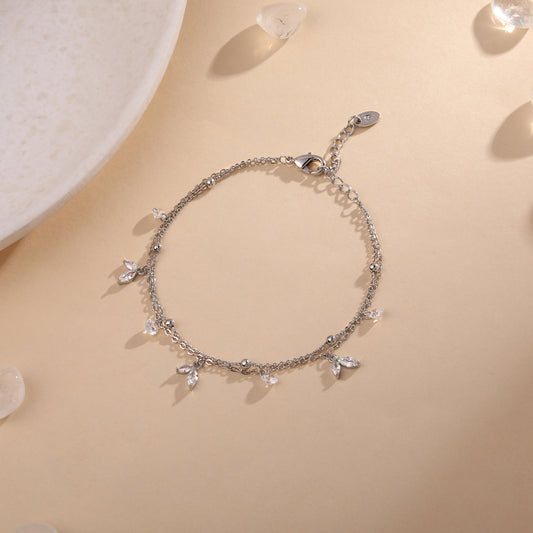 Sparkling Tear Silver Plated Adjustable Bracelet
