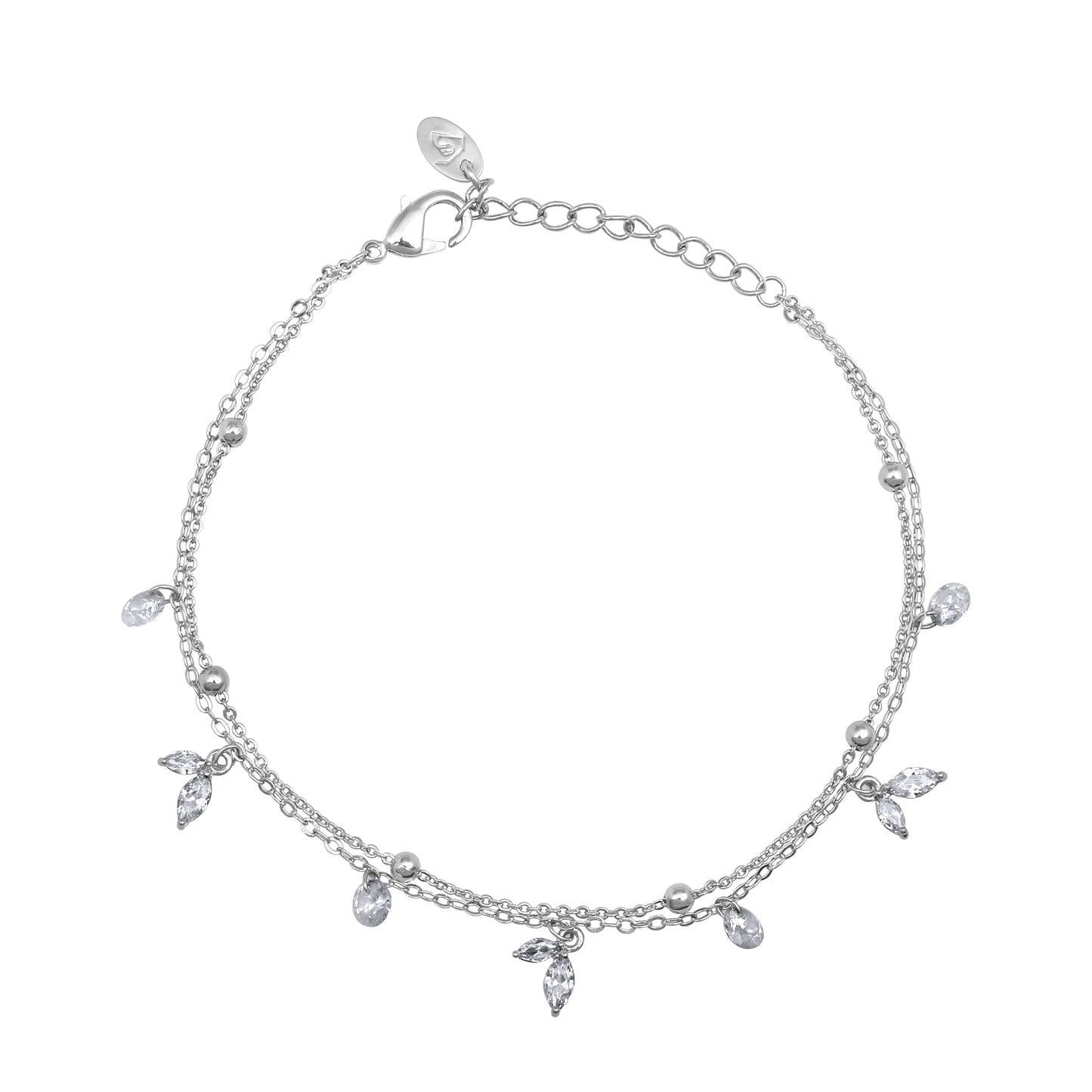 Sparkling Tear Silver Plated Adjustable Bracelet