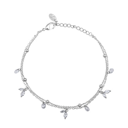 Sparkling Tear Silver Plated Adjustable Bracelet